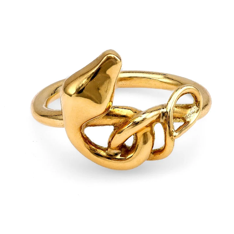 two-tone wedding ring for women -18k Yellow Gold Snake Ring