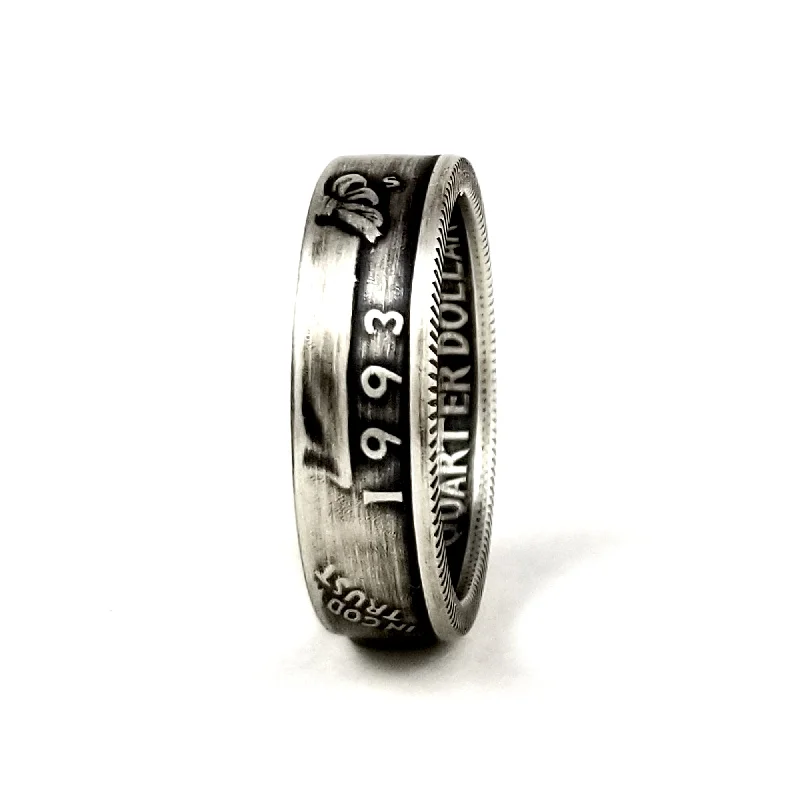 men’s titanium wedding ring -90% Silver 1993 Washington Quarter Ring