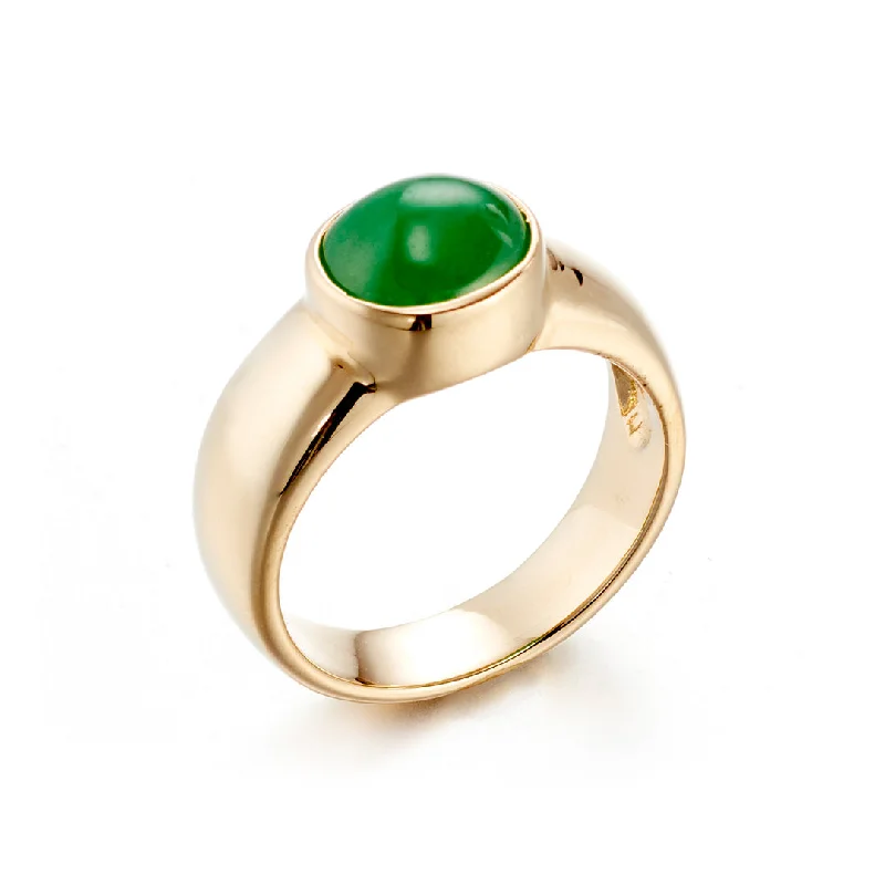 men’s engagement ring with diamonds -East-West Ring in Green Jade