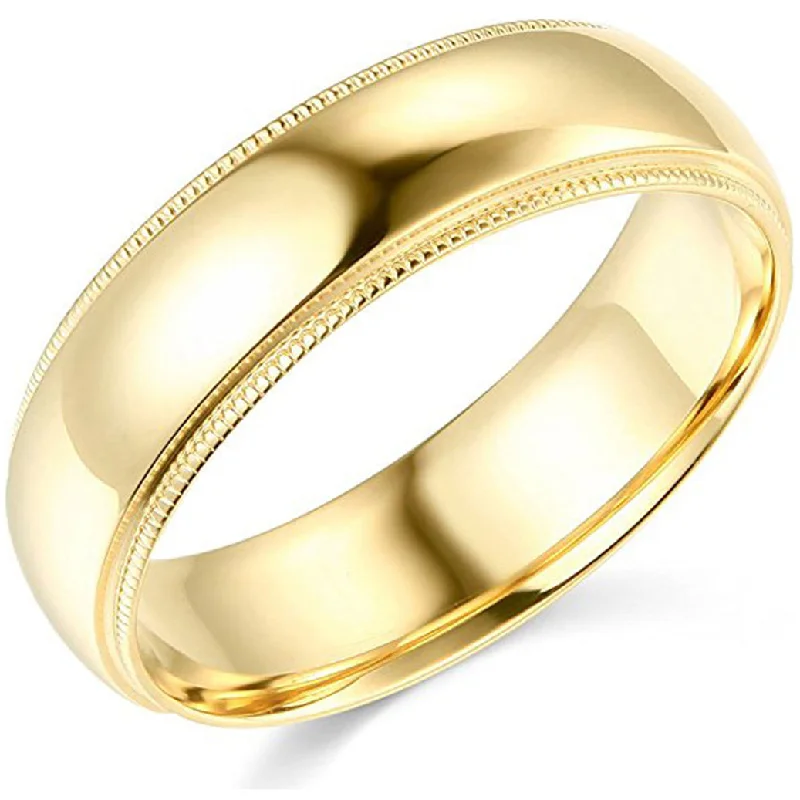 two-tone wedding ring for women -8mm Milgrain Plain High Polished Dome Wedding Band 10k White, Yellow, Rose Gold