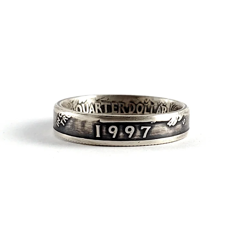 men’s leather ring for engagement -90% Silver 1997 Washington Quarter Stacking Coin Ring