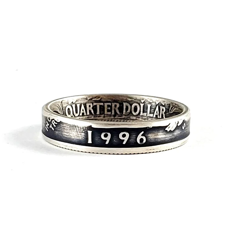 men’s ring with cubic zirconia -90% Silver 1996 Washington Quarter Stacking Coin Ring