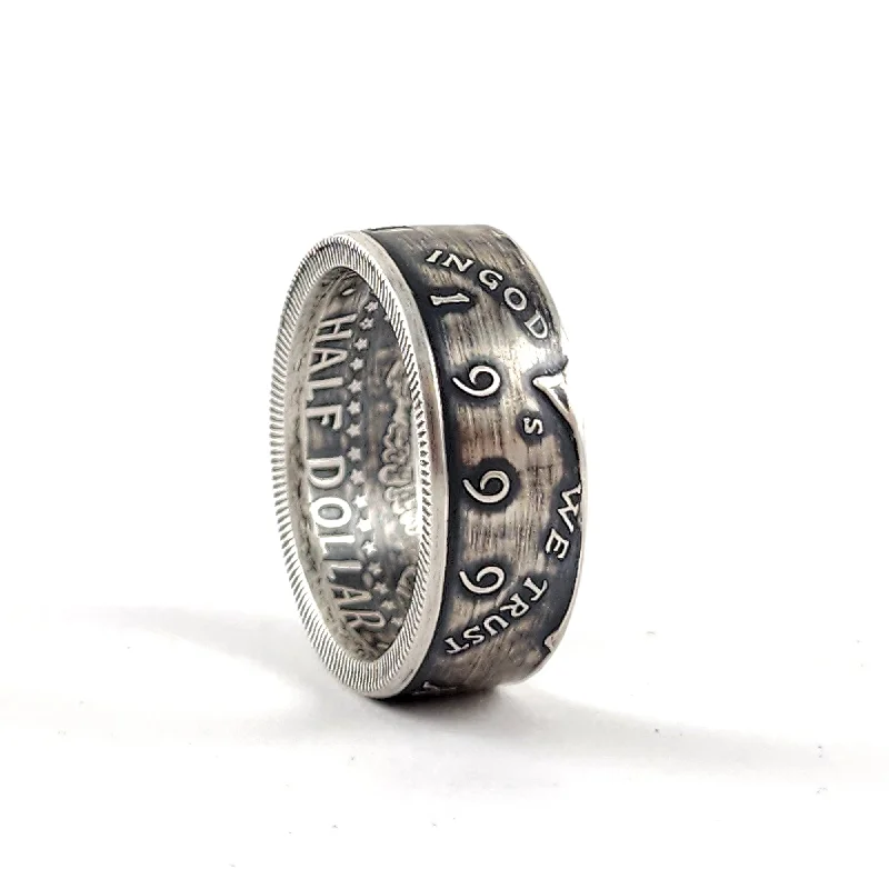 personalized wedding band for men -90% Silver 1999 Kennedy Half Dollar Ring