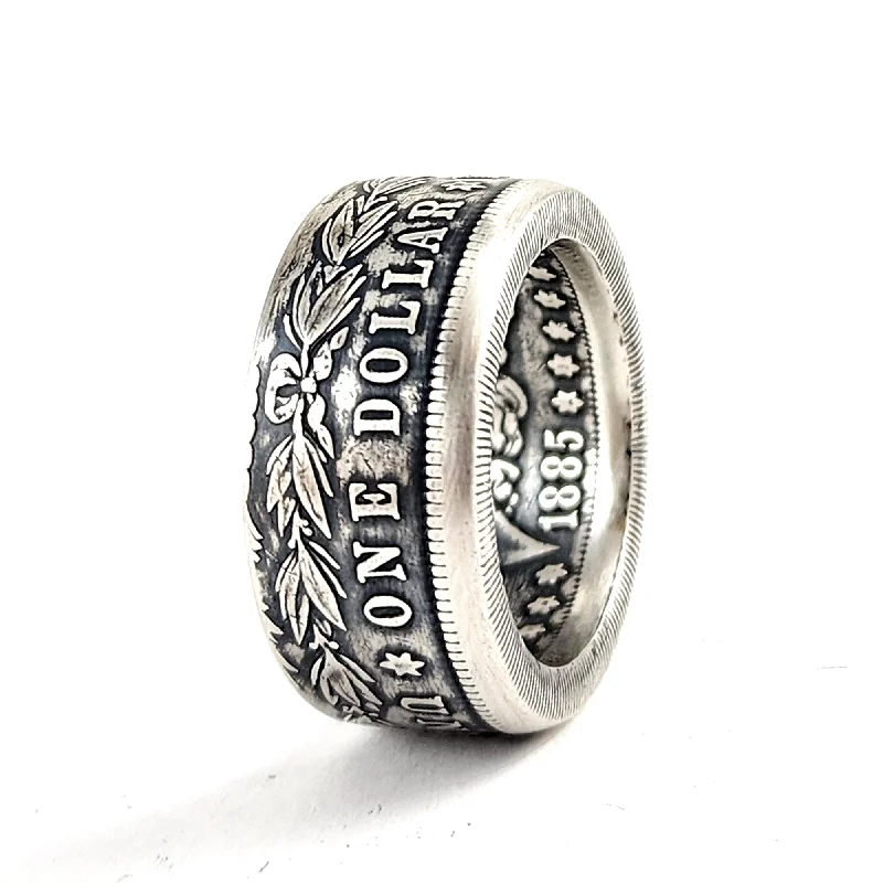 men’s wedding ring with engraving -90% Silver Morgan Dollar Ring