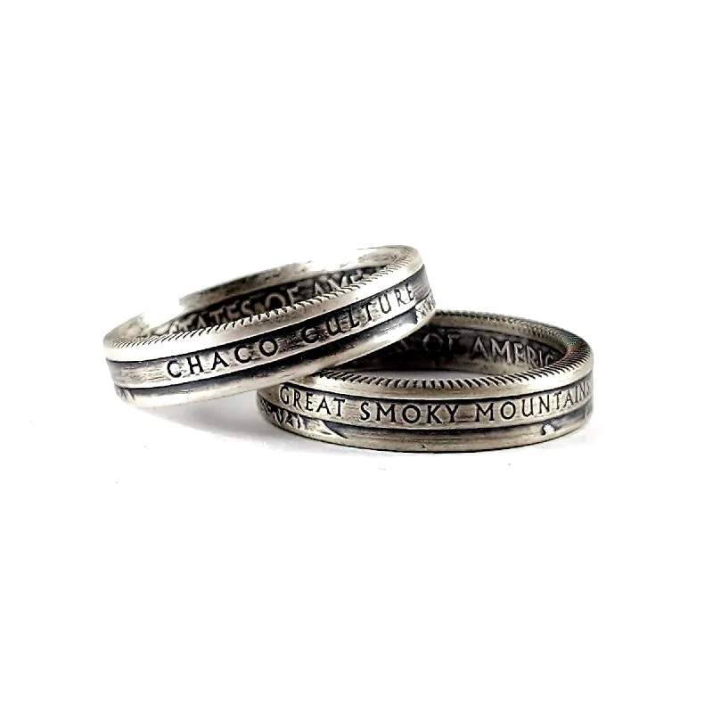 unique engagement band for women -90% Silver National Park Quarter Stacking Coin Ring