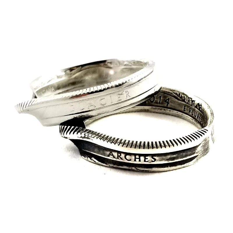 diamond solitaire wedding ring -90% Silver National Park Quarter Twisted Coin Ring