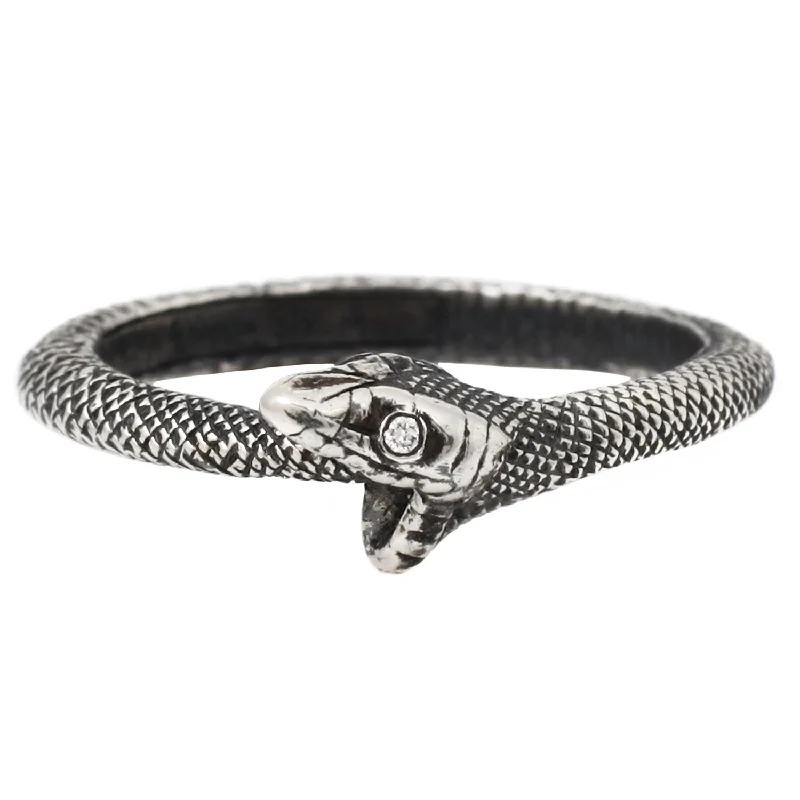 statement ring for engagement -Silver Ouroboros Snake Ring