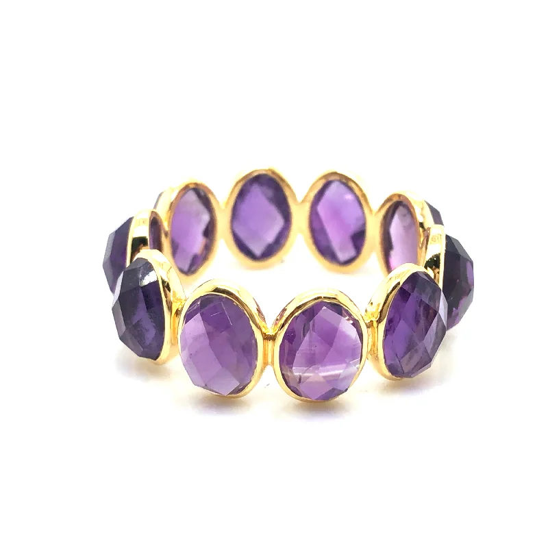 large gemstone ring for women -Amethyst Oval Ring In 18K Yellow Gold