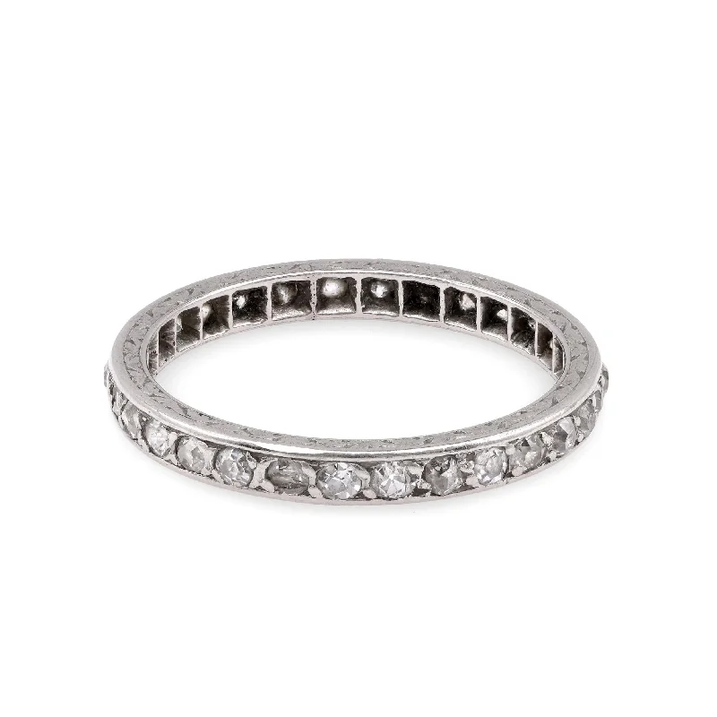 vintage inspired diamond engagement ring -Art Deco Diamond Platinum Eternity Band