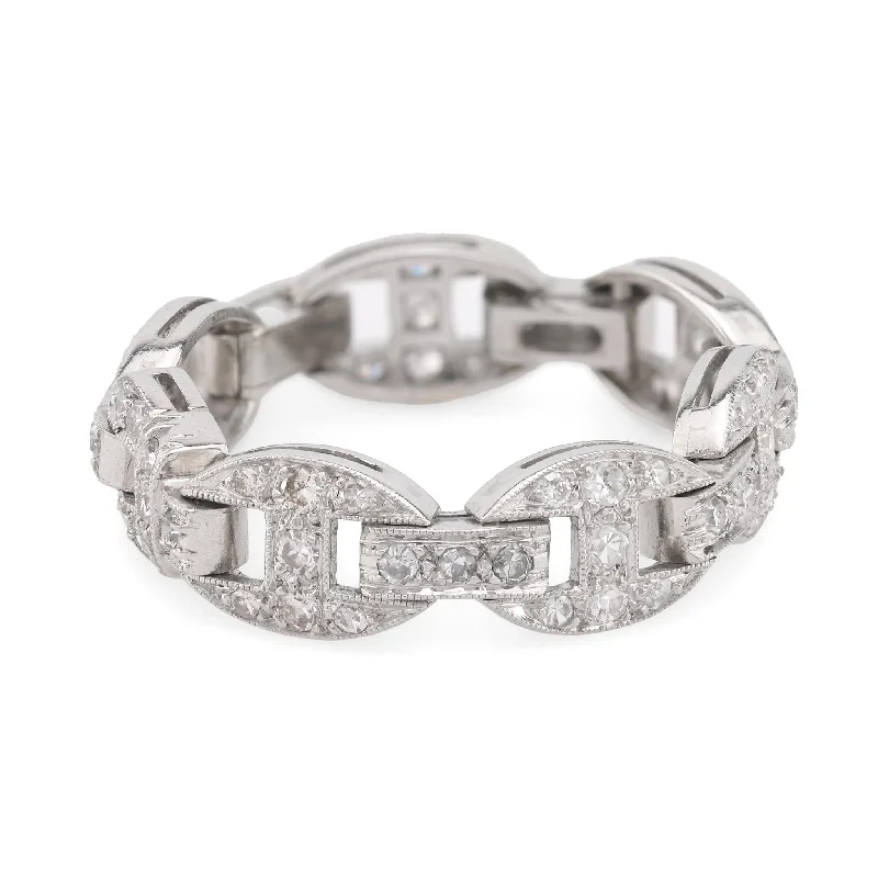 diamond eternity wedding band -Art Deco diamond platinum flexible ring