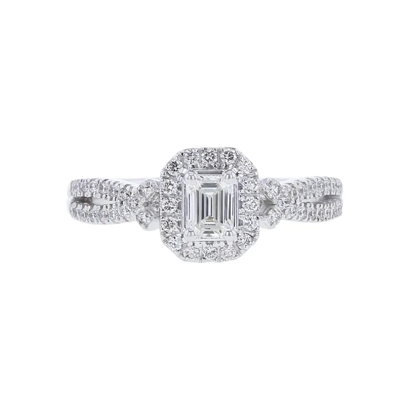 cushion cut engagement ring for women -Aster Emerald Cut Ready for Love Diamond Engagement Ring