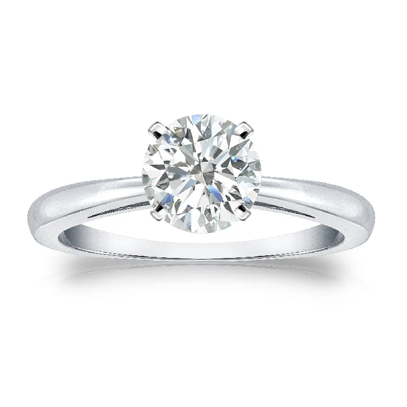 statement ring for engagement -Auriya 14k Gold 1ctw Round Solitaire Diamond Engagement Ring