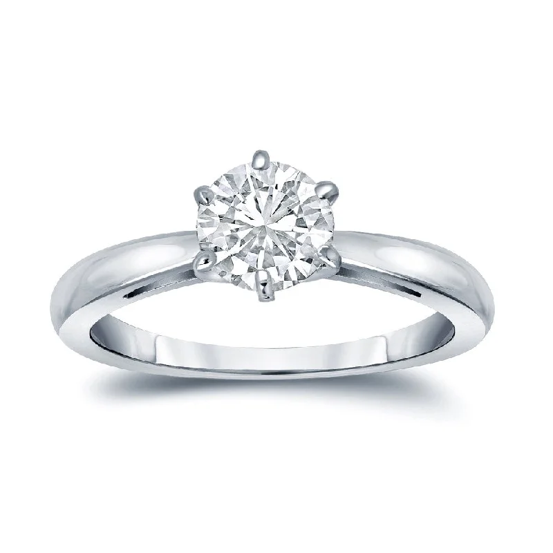 unique gemstone engagement ring -Auriya 2 1/2ctw 6 prong Solitaire Diamond Engagement Ring 18k Gold GIA Certified