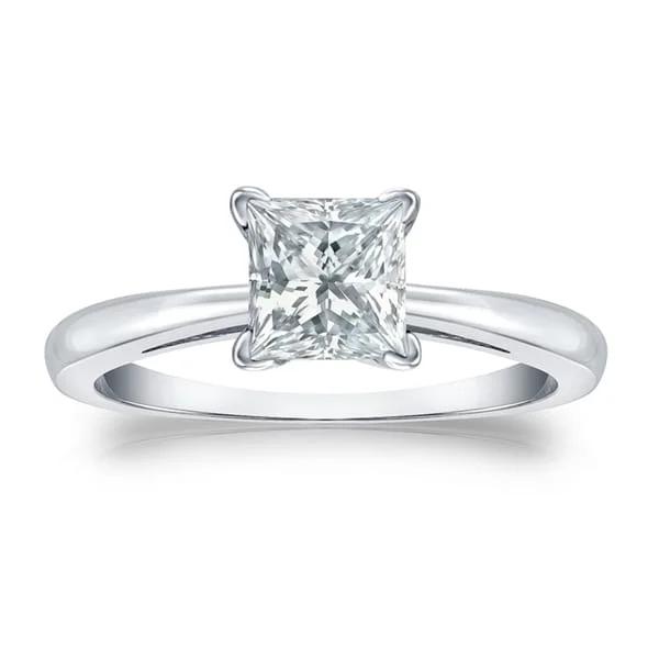 wedding ring with emerald accents -Auriya Platinum 2 1/2ctw Princess-Cut Solitaire Diamond Engagement Ring GIA Certified