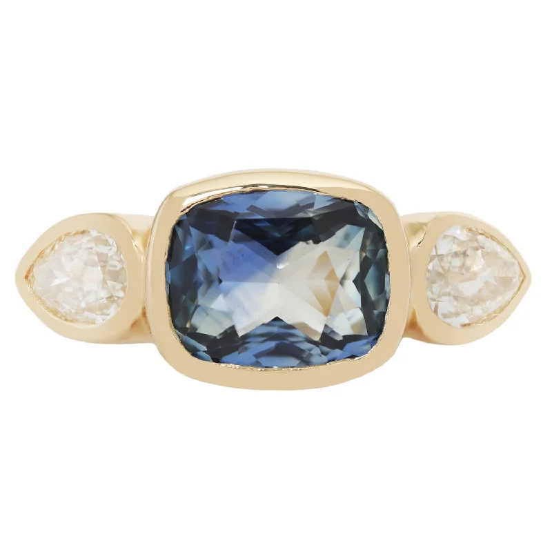 men’s gold wedding ring -Azure Sapphire & Diamond Ring