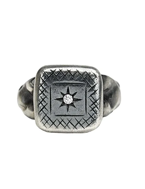 gemstone engagement ring for women -Bottega Veneta Men's Cubic Zirconia Studded Silver Ring