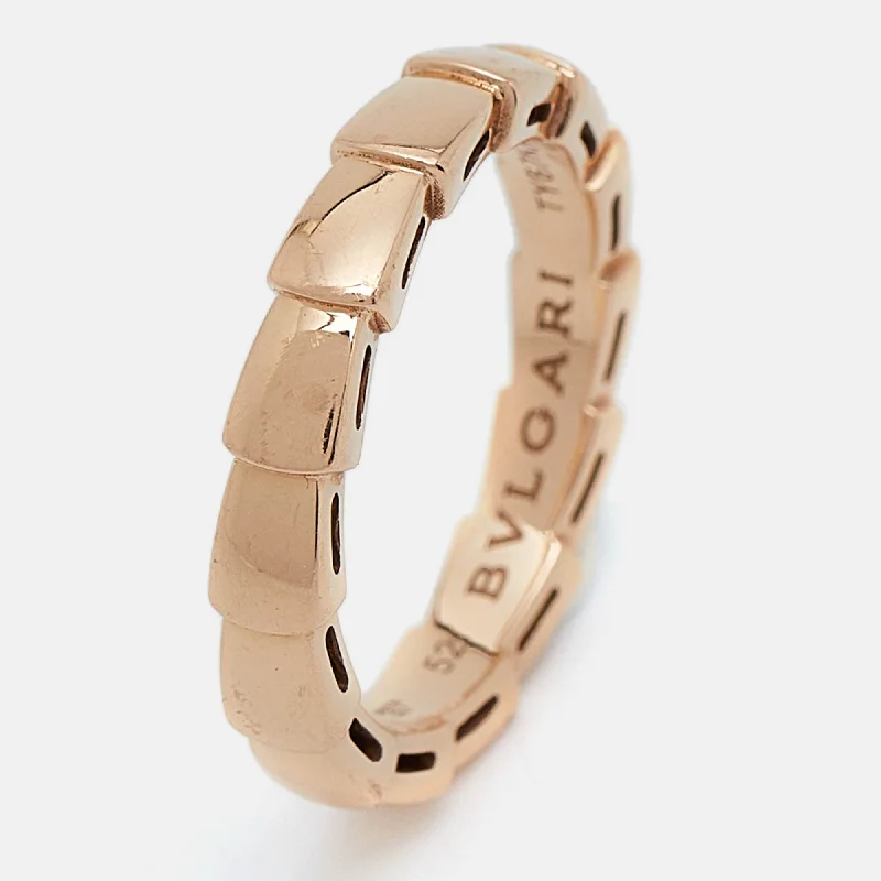 silver stackable rings for women -Bvlgari Serpenti Viper 18K Rose Gold Ring