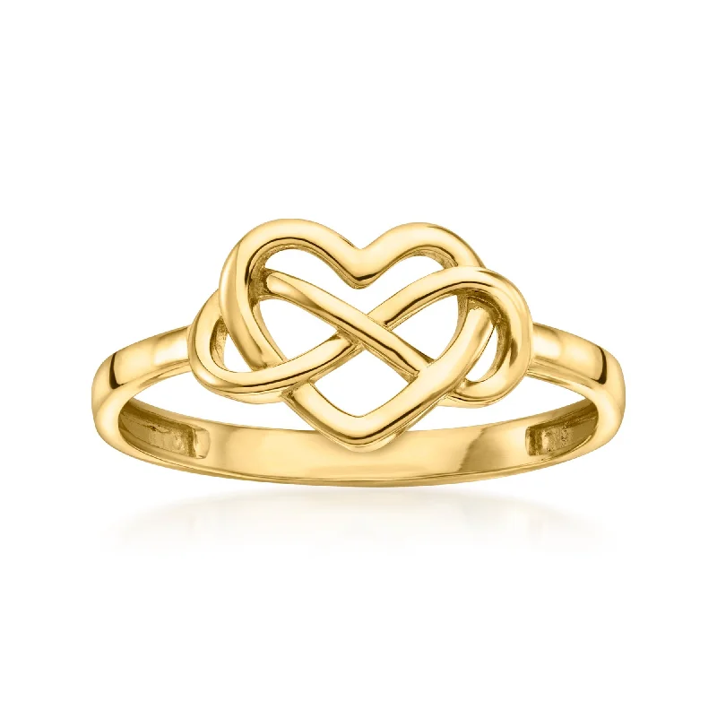 men’s titanium wedding ring -Canaria 10kt Yellow Gold Infinity Heart Ring