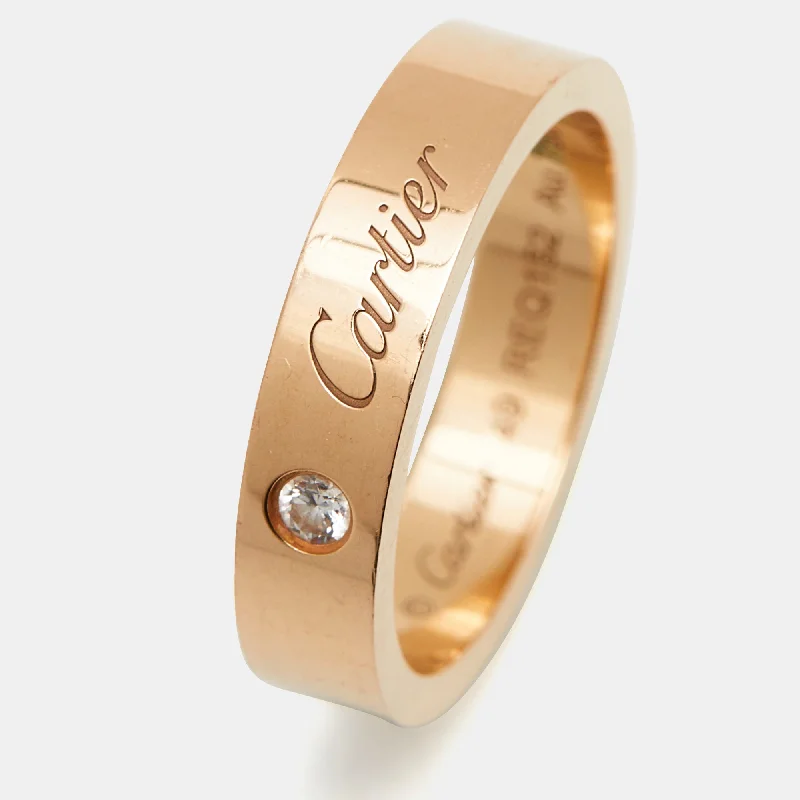 wedding ring with emerald accents -Cartier C De Cartier Diamond 18K Rose Gold Wedding Band Ring