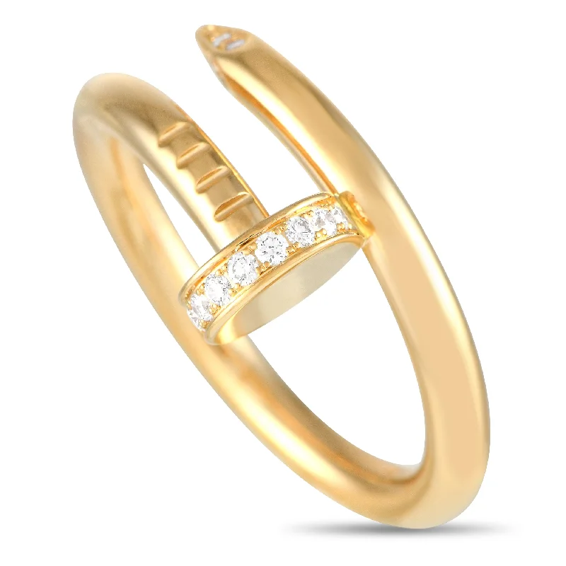 yellow gold engagement ring for women -Cartier Just un Clou 18K Yellow Gold 0.13ct Diamond Ring CA02-101124