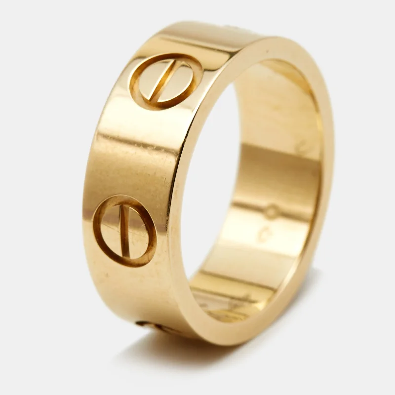 custom engraved couple’s wedding rings -Cartier Love 18K Yellow Gold Band Ring