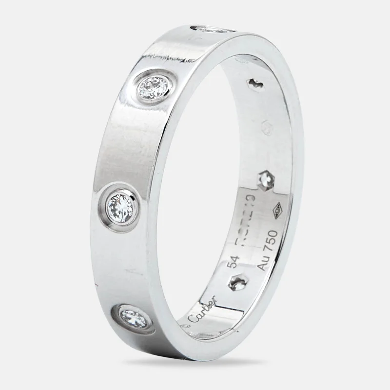 personalized wedding band for women -Cartier Love 8 Diamond 18K White Gold Ring