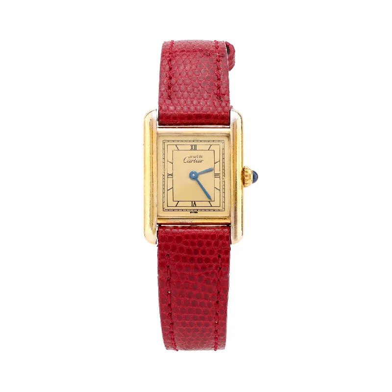 platinum ring for engagement -Cartier Paris gold plated Tank watch