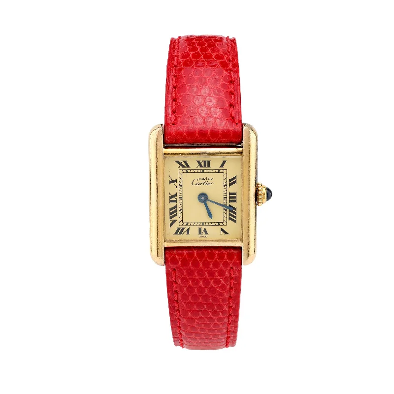 ustom gold ring for women -Cartier Paris gold plated Tank watch