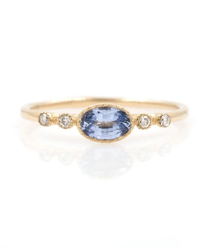 diamond wedding band for women -Ceylon Sapphire Dew Ring