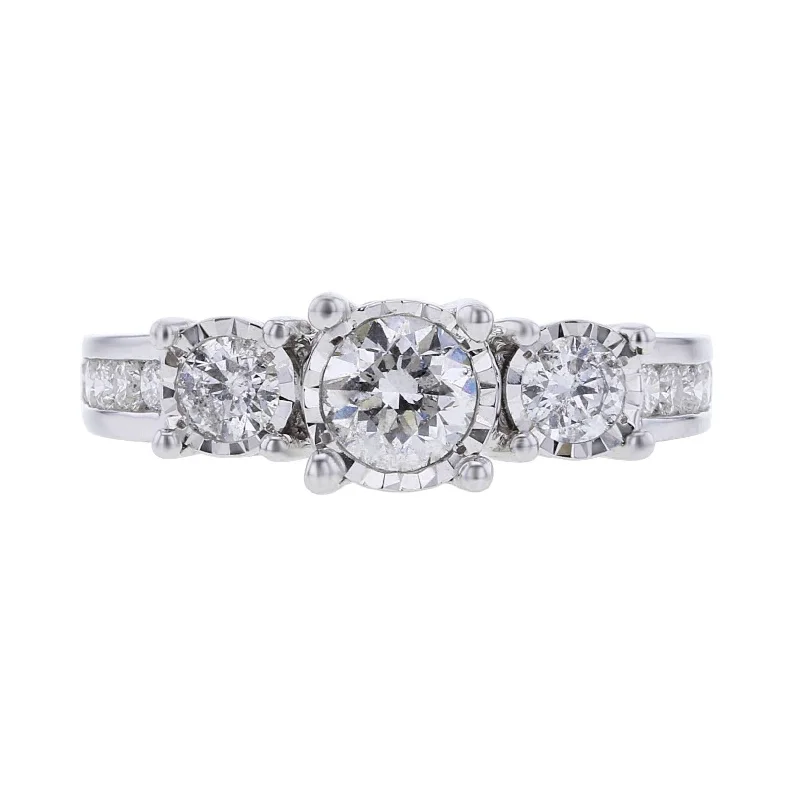 diamond solitaire wedding ring -Channel Set Mirage Three Stone Ready for Love Diamond Engagement Ring 1ct