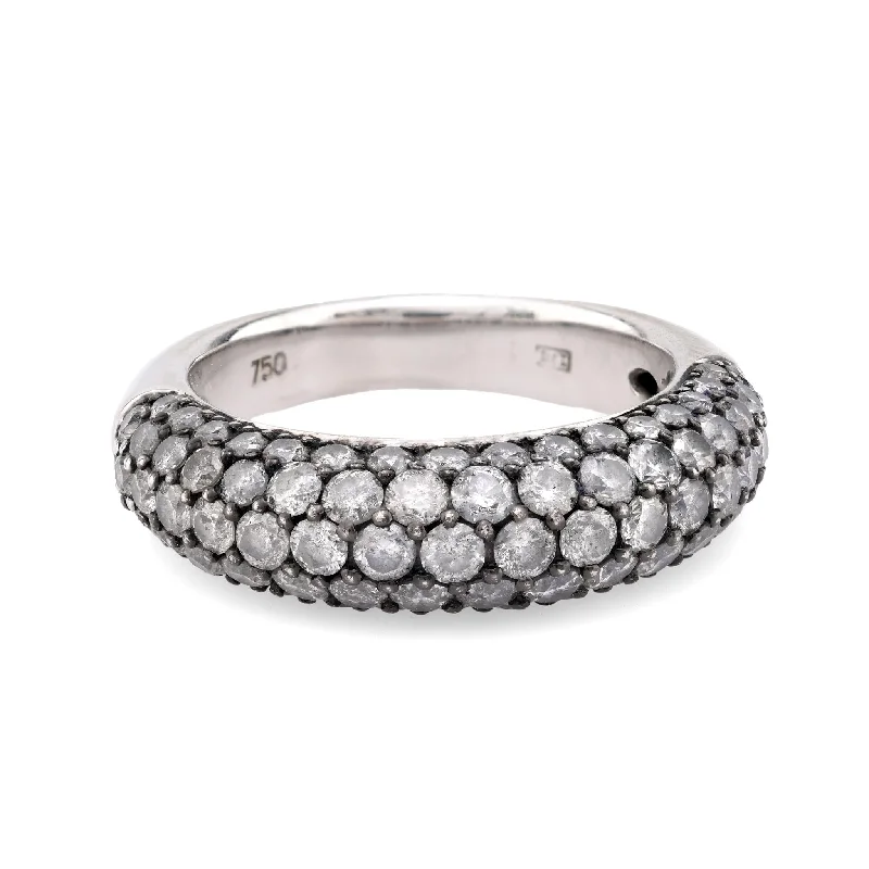 statement ring for engagement -Contemporary 2.50 carat total weight diamond 18k white gold pave ring