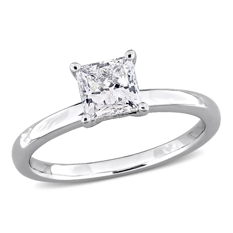 large gemstone ring for women -Created Forever 1ct Princess-Cut Lab-Grown Diamond Solitaire Engagement Ring in 10k White Gold