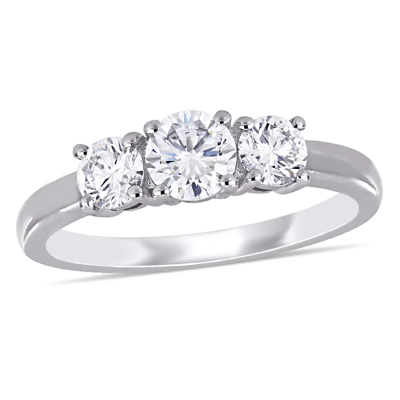 silver wedding ring set for couples -Created Forever 1ct TW Lab-Grown Diamond 3-Stone Engagement Ring in 14k White Gold