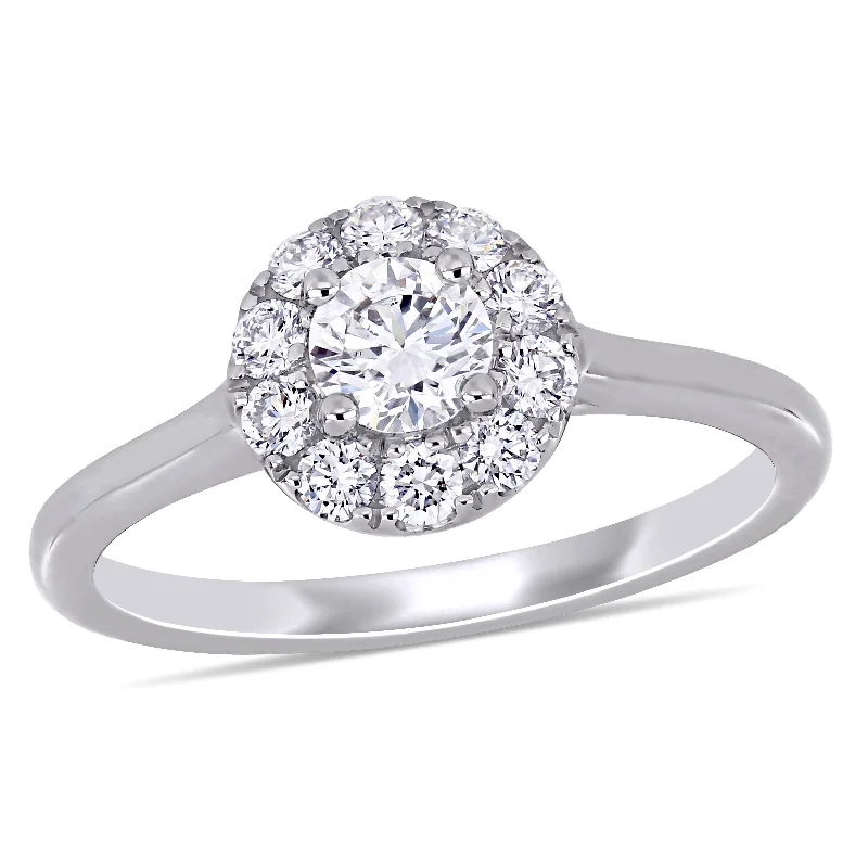 platinum ring for engagement -Created Forever 5/8ct TW Lab-Grown Diamond Halo Engagement Ring in 14k White Gold