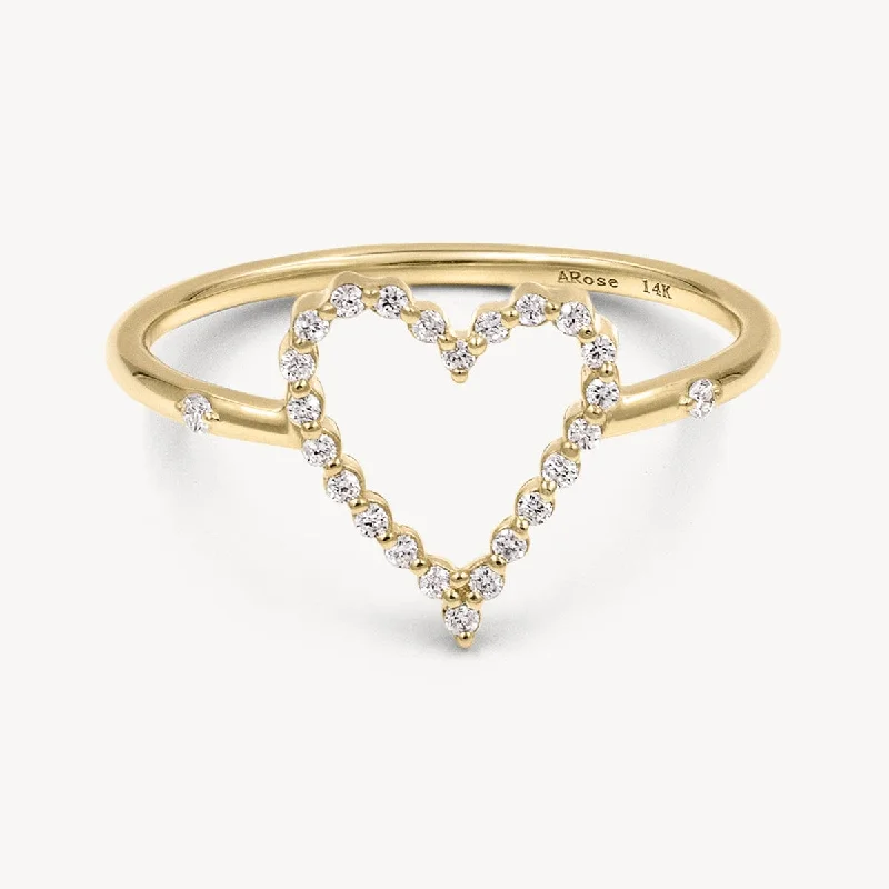 luxury wedding ring for women -Diamond Heart Ring