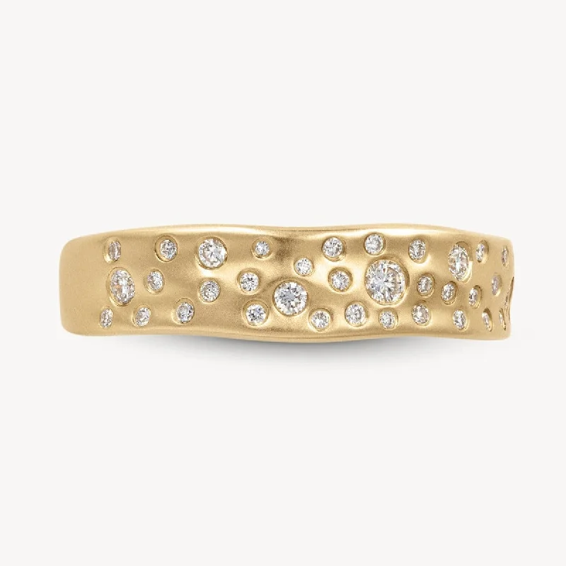 unique engagement band for women -Diamond Starry Night Gold Band