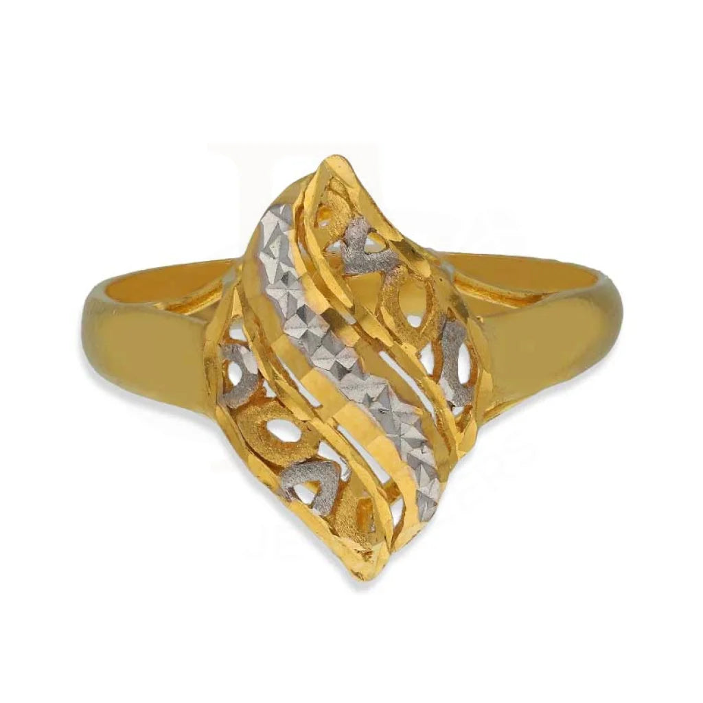 men’s gold wedding ring -Dual Tone Gold Leaf Shaped Ring 22KT - FKJRN22K3717