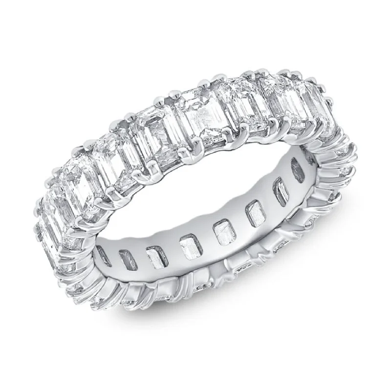 eternity gemstone ring for women -Emerald Cut Lab Diamond Eternity Ring