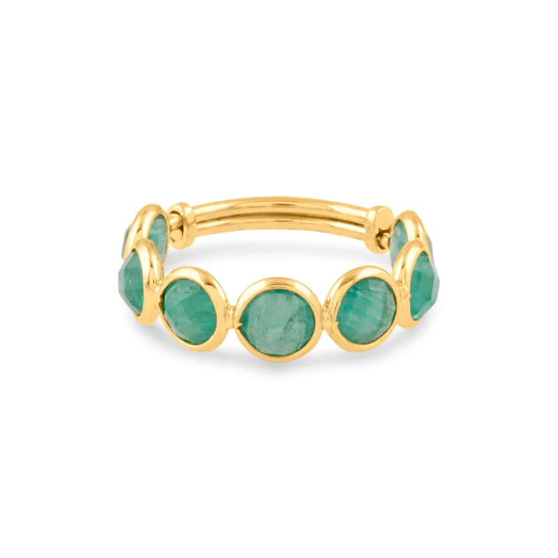 unique engagement band for women -Emerald Round Ring In 18K Yellow Gold