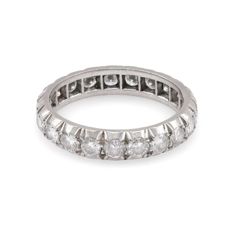 gemstone engagement ring for women -French Art Deco Inspired Diamond Platinum Eternity Ring