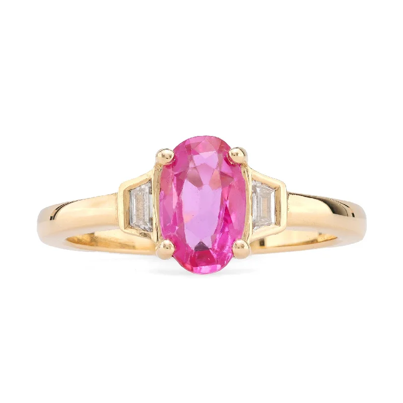 personalized couple’s rings -GIA 1.07 Carat Burma No Heat Pink Sapphire Diamond 18K Yellow Gold Ring