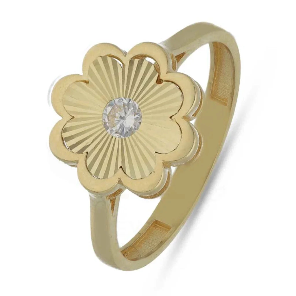 large engagement ring with diamond accents -Gold Flower Shaped Ring 18KT - FKJRN18K3791