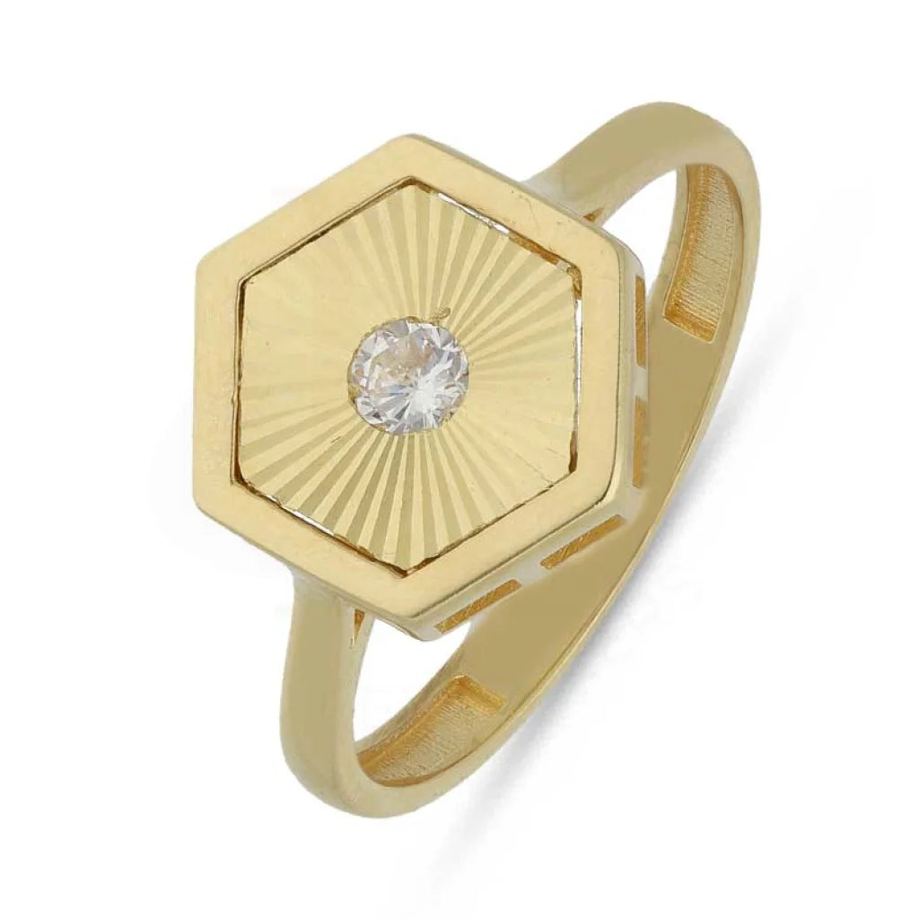 vintage gemstone ring for engagement -Gold Hexagon Shaped Ring 18KT - FKJRN18K3792