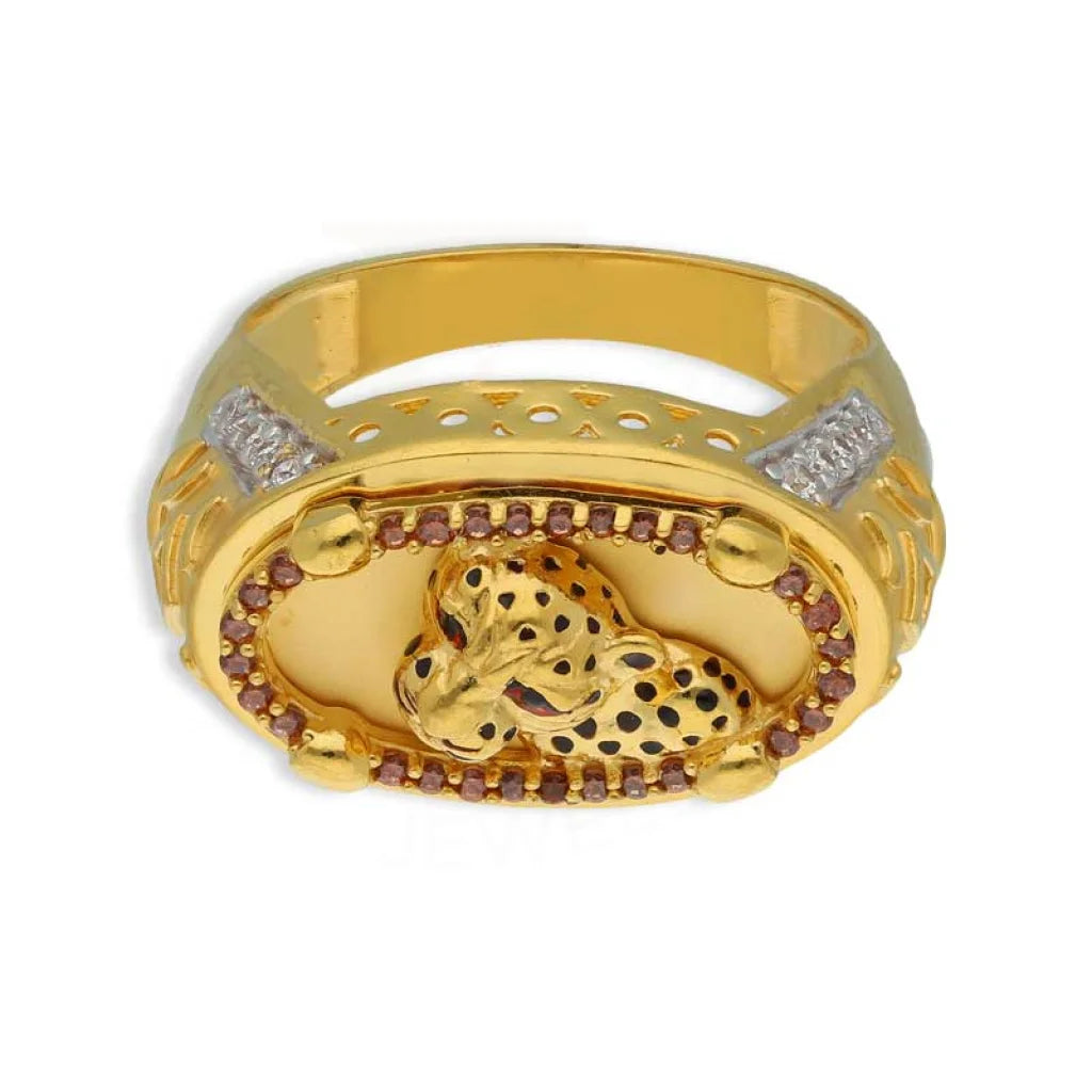 romantic engagement ring for women -Gold Men's Panther Ring 22KT - FKJRN22K3693