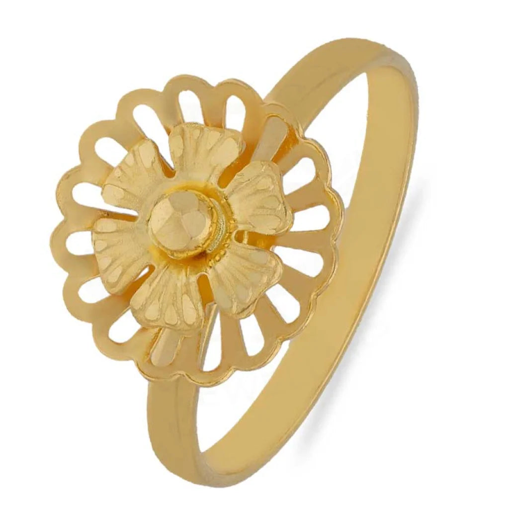 ustom gold ring for women -Gold Round Flower Shaped Ring 22KT - FKJRN22K3603