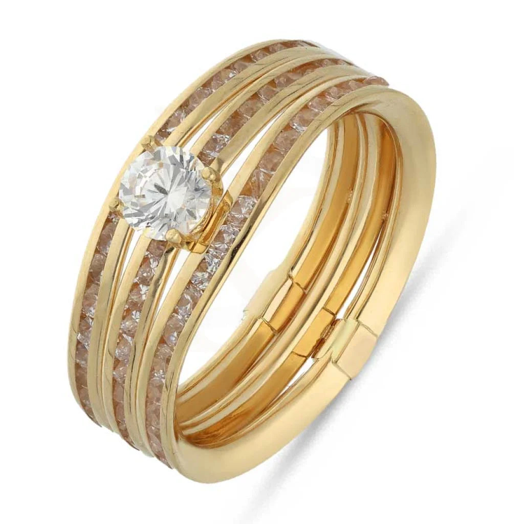 vintage wedding band for women -Gold Solitaire Ring 18KT - FKJRN18K3794