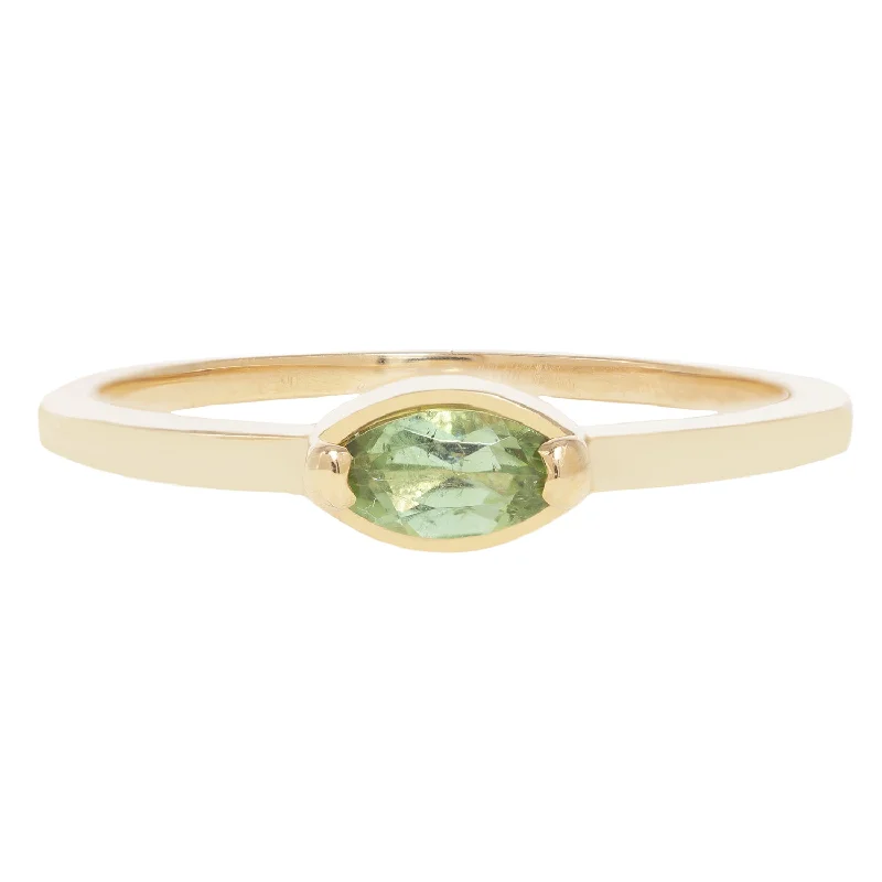 two-tone wedding ring for women -Green Tourmaline Marquise Ring