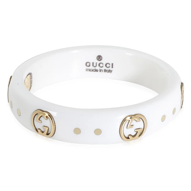 promise ring with engraving for couples -Gucci Icon Band in 18K Ceramic/Yellow Gold