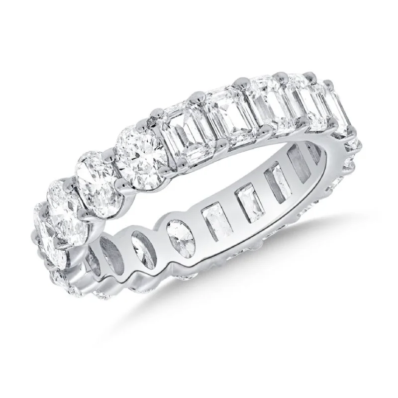 custom infinity ring for women -Half/Half Oval and Emerald Cut Lab Diamond Eternity Ring