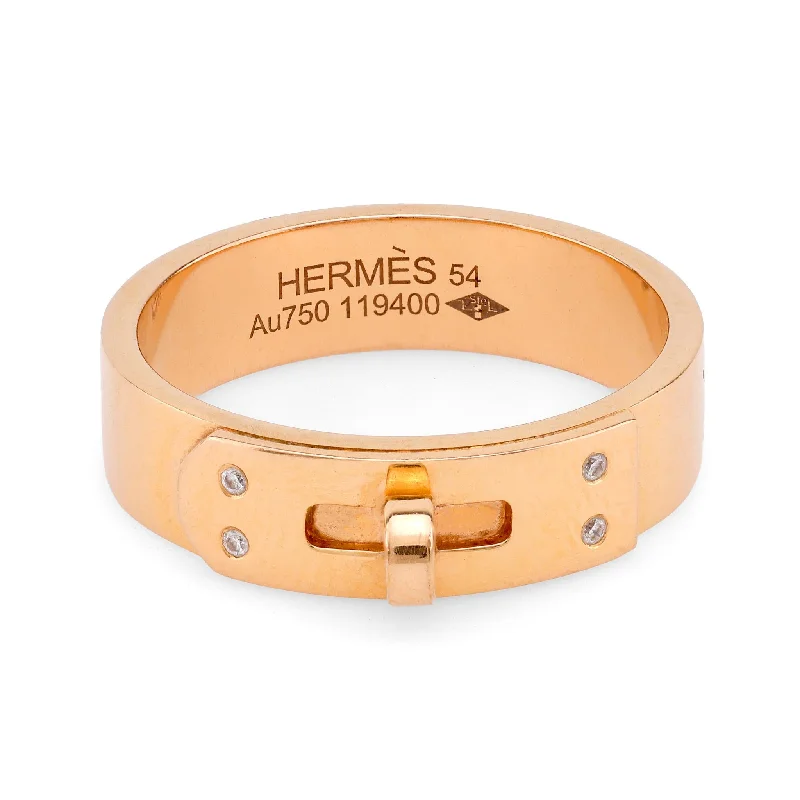 rose gold eternity band for women -Hermes diamond 18k yellow gold Kelly ring